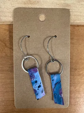 Abstract Earrings - Blue & Purple short