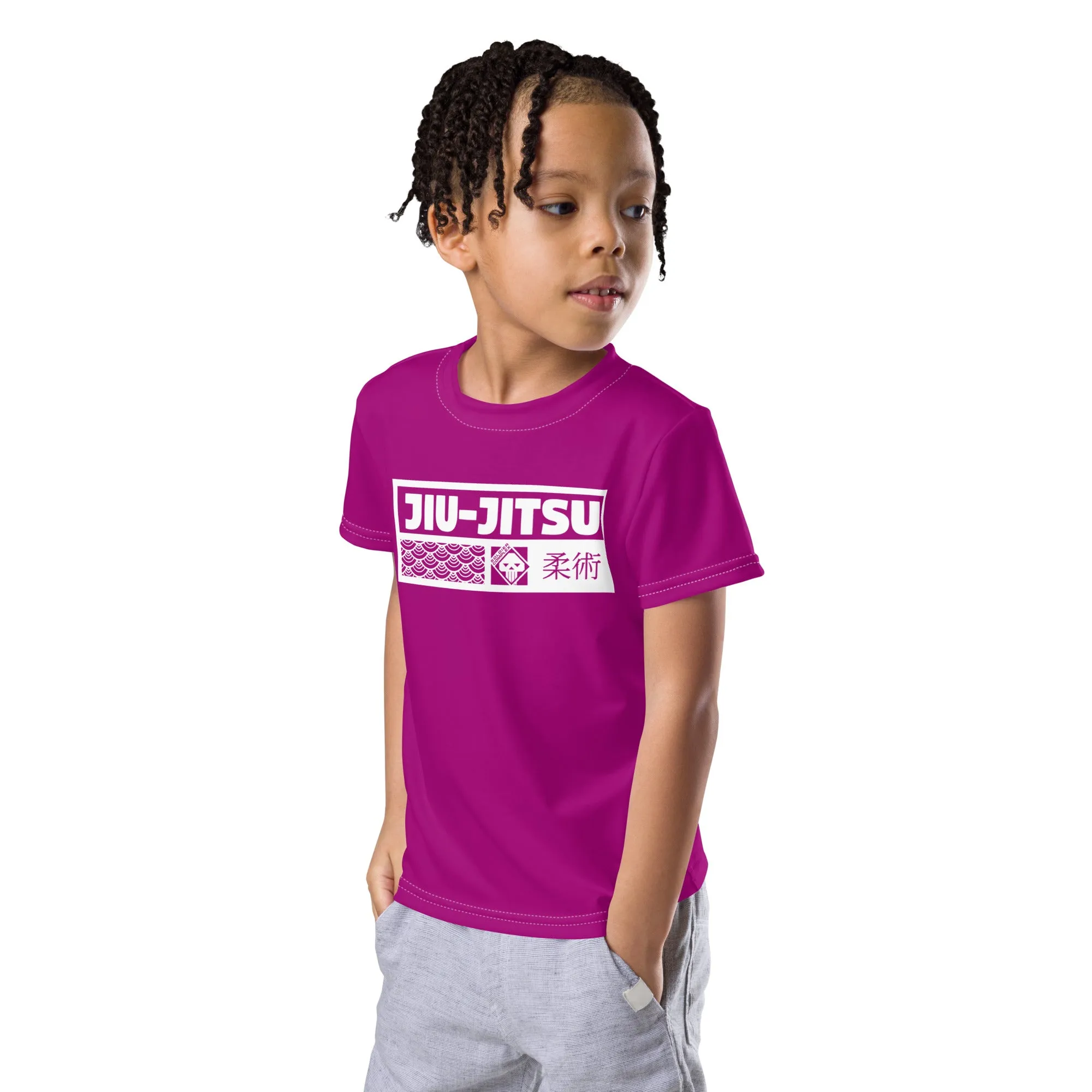 Adventurous Protection: Boy's Short Sleeve Jiu-Jitsu Rash Guard - Vivid Purple