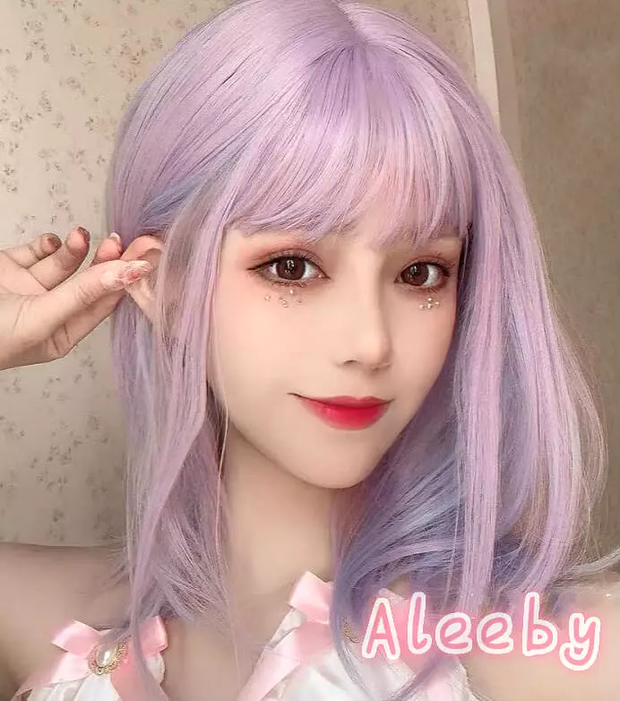 ALEEBY LOLITA PURPLE PINK BLUE MIXTURE DAILY SHORT STRAIGHT WIG BY31172