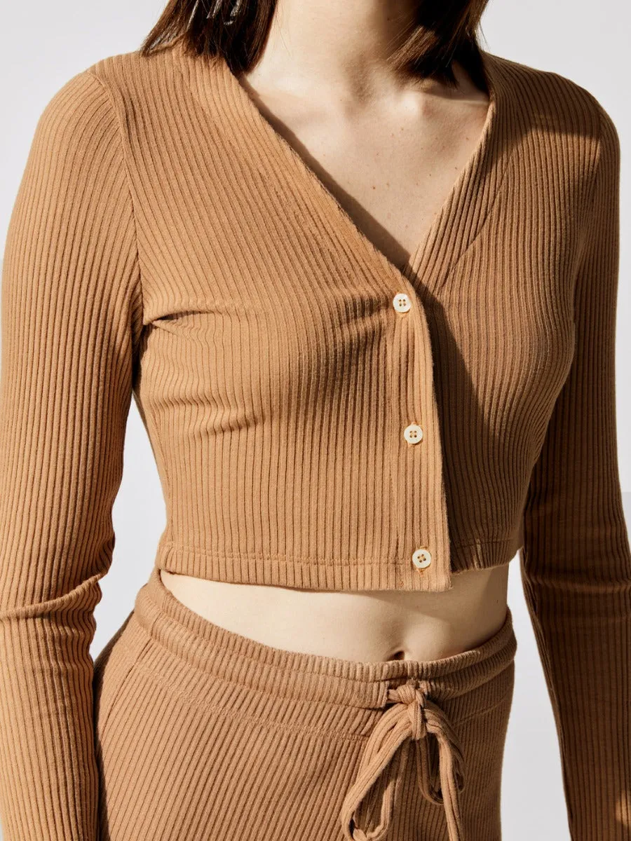 Ali Crop V Cardigan - Dune