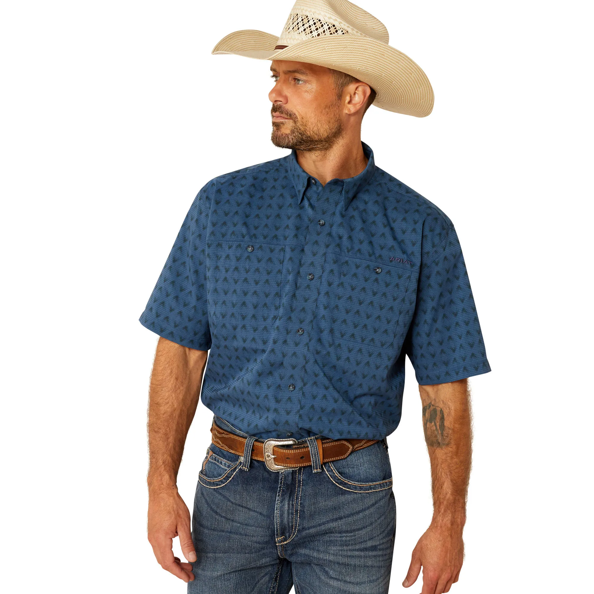 Ariat Mens Blue Classic Fit Short Sleeve Shirt