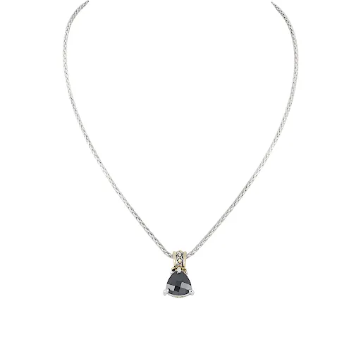 Beijos Cor Trillion Cut in Black Pendant Necklace by John Medeiros