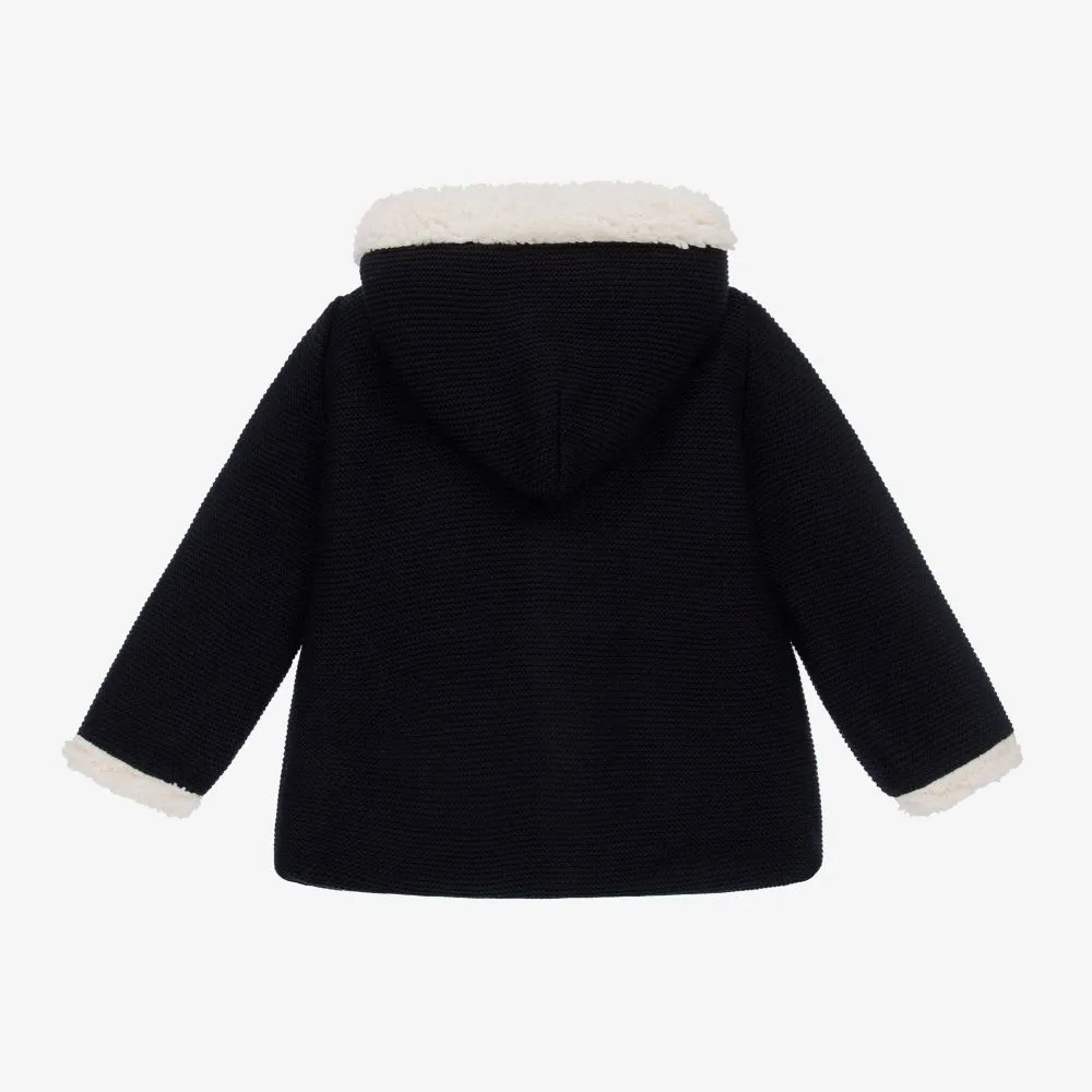 Blue Knit Fleece-Lined Coat