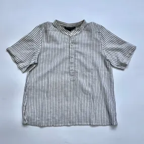 Bonpoint Stripe Collarless Short Sleeve Shirt: 8 - 10 Years