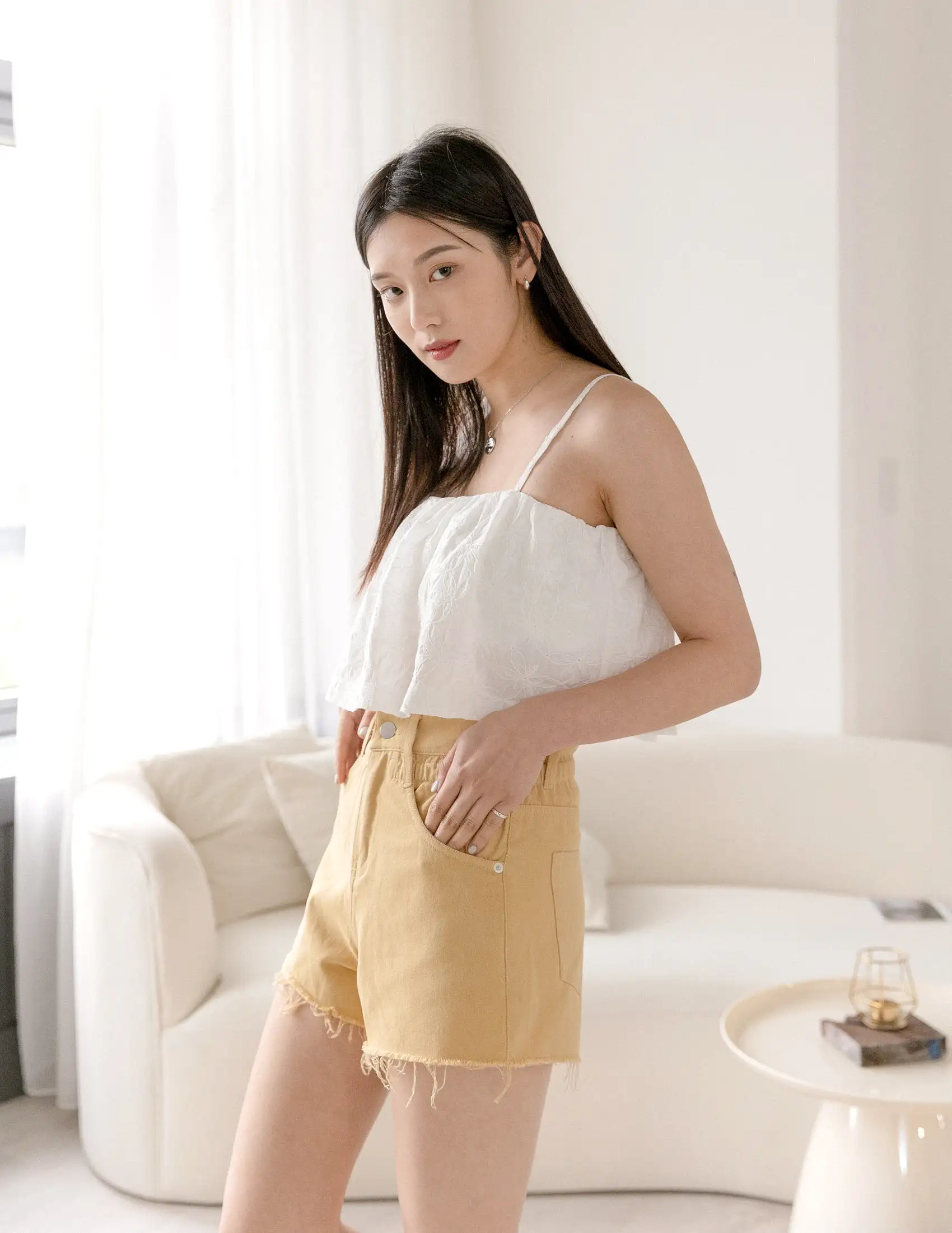 Bree Denim Shorts in Mustard