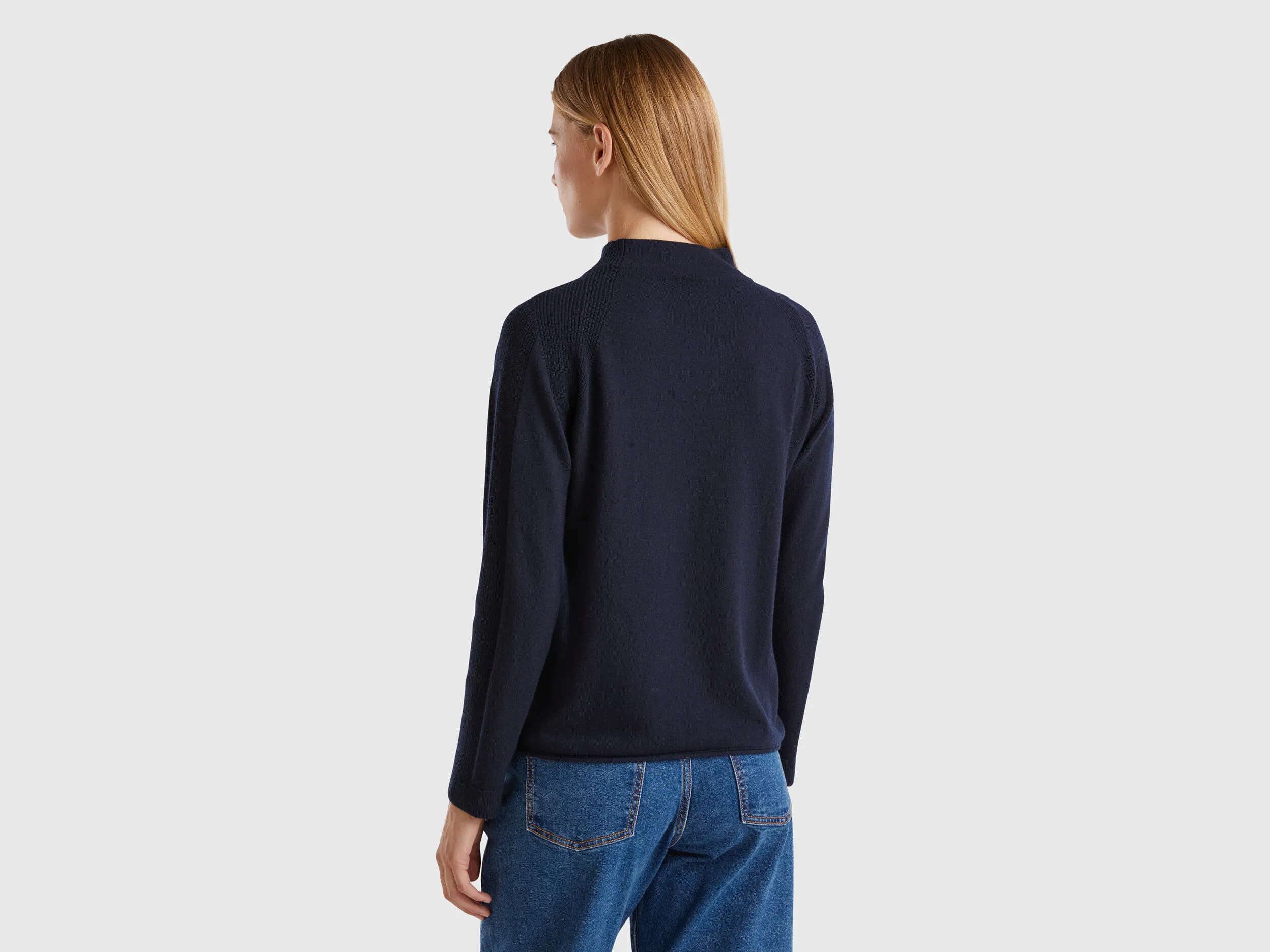 Cashmere blend sweater - Dark Blue | Benetton