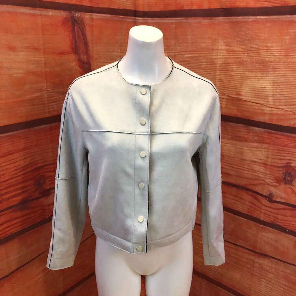 CATHERINE MALANDRINO GRAY MICROFIBER JACKET SIZE XS TCC