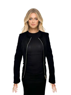 Chic Et Jenue Cropped Moto Bomber Jacket