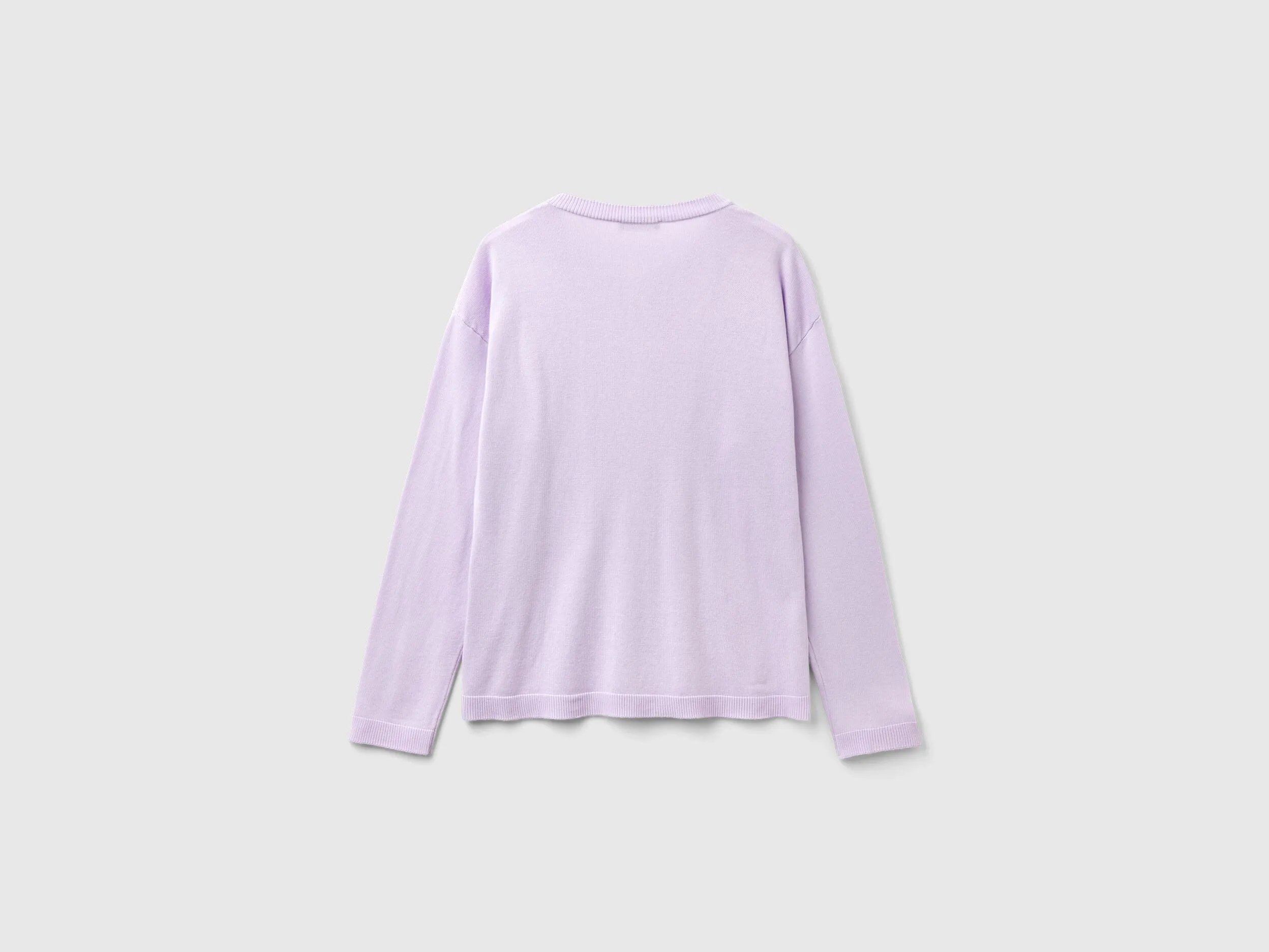 Crew neck cardigan with buttons - Lilac | Benetton