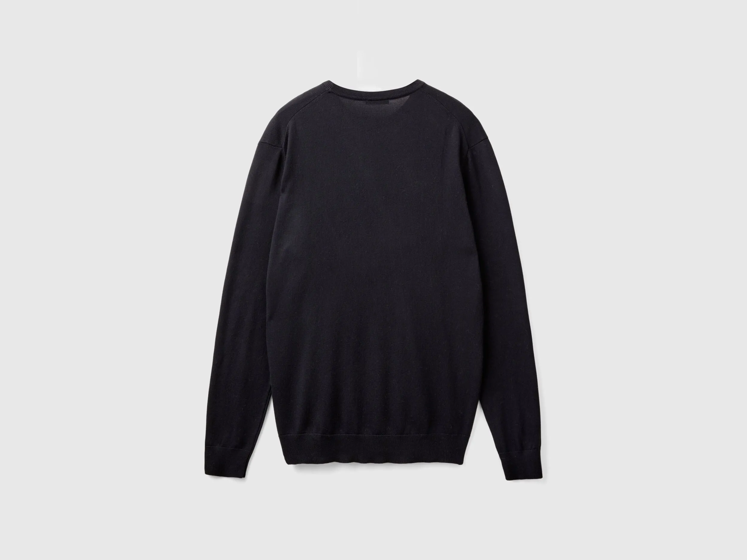 Crew neck sweater in 100% cotton - Black | Benetton