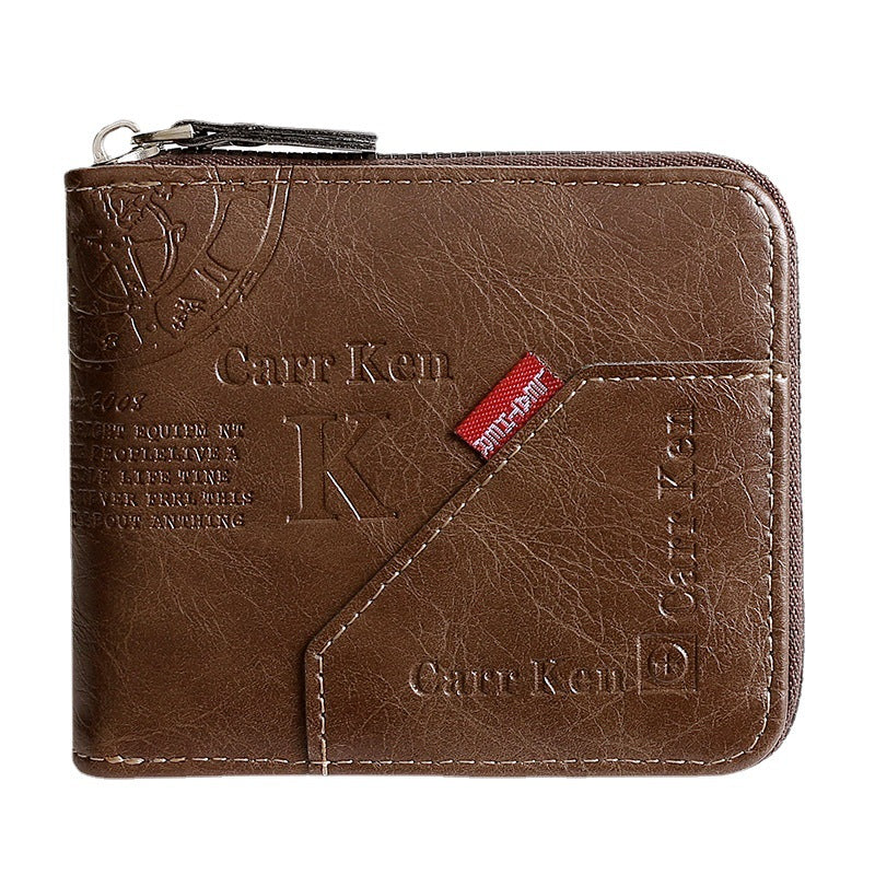 Cross-border men's short letter print zipper wallet