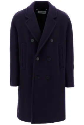 double-breasted heavy wool coat