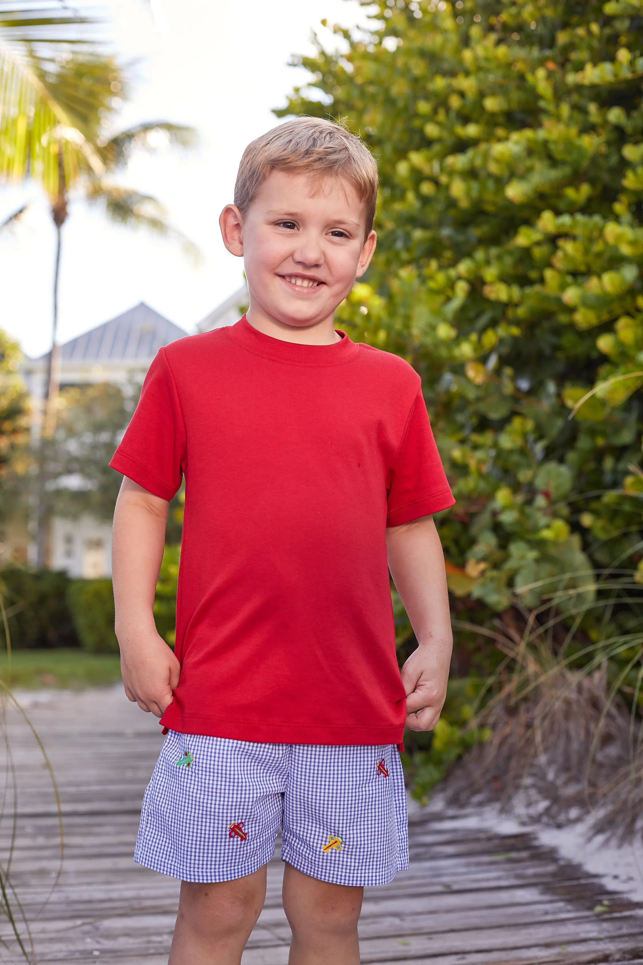 Embroidered Basic Short - Airplanes