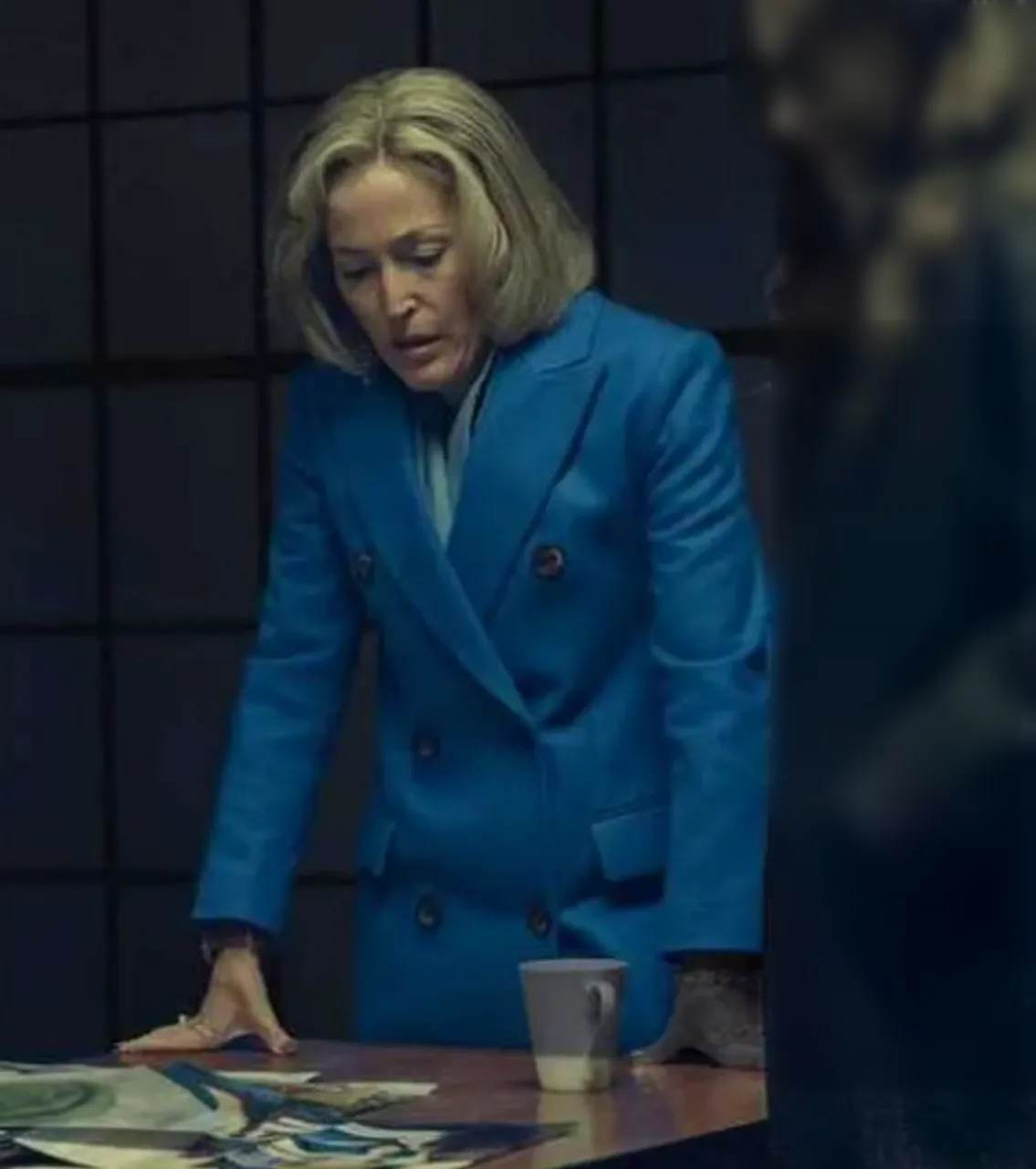 Gillian Anderson Scoop Blue Coat