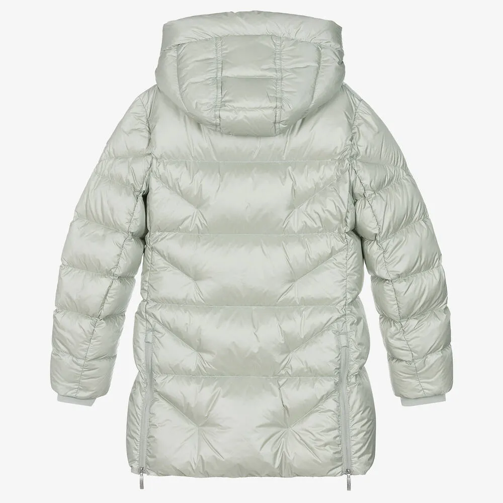 Girls Green Hooded Down Coat