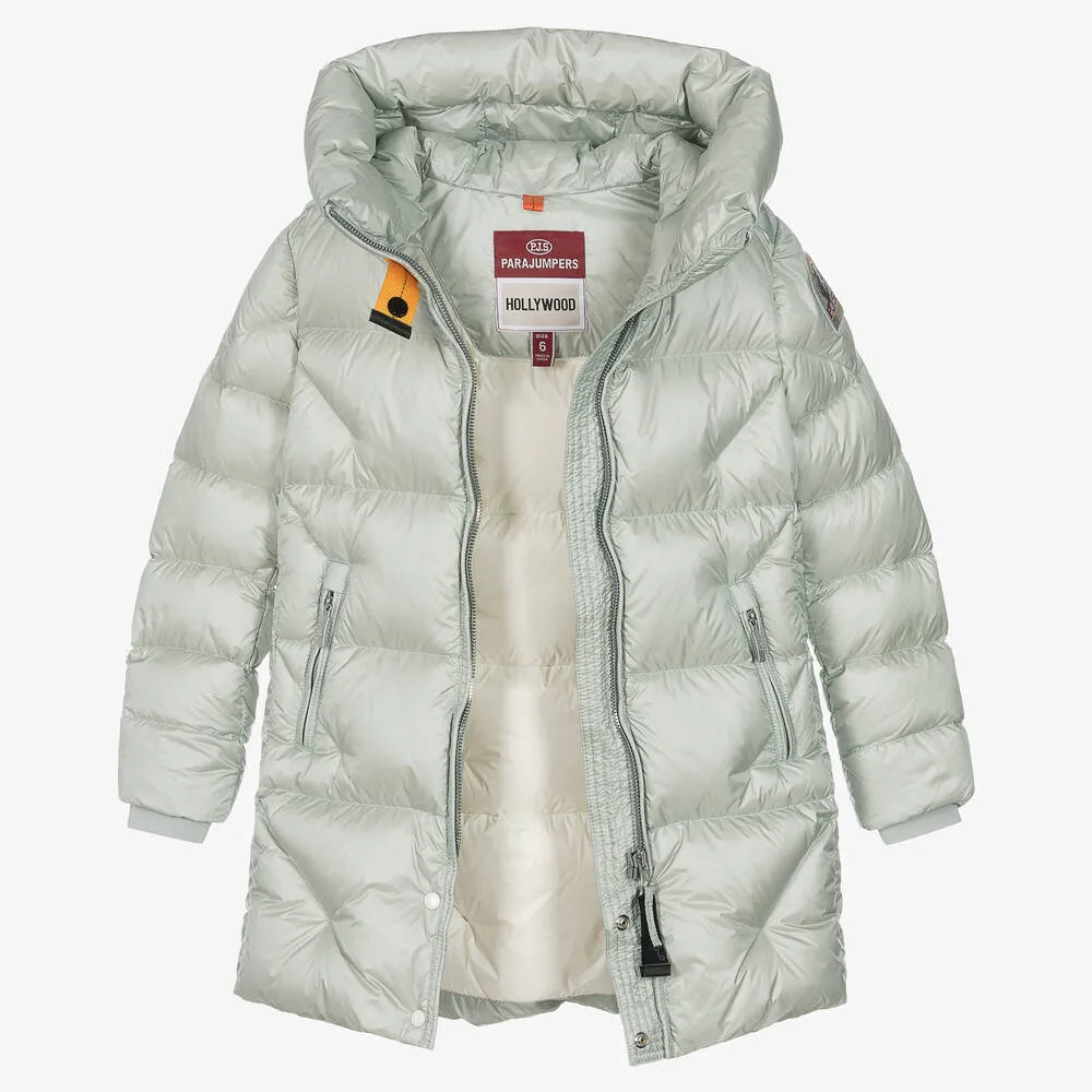 Girls Green Hooded Down Coat