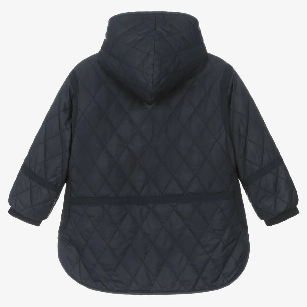 Girls Navy Blue Quilted Coat