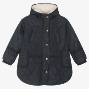 Girls Navy Blue Quilted Coat