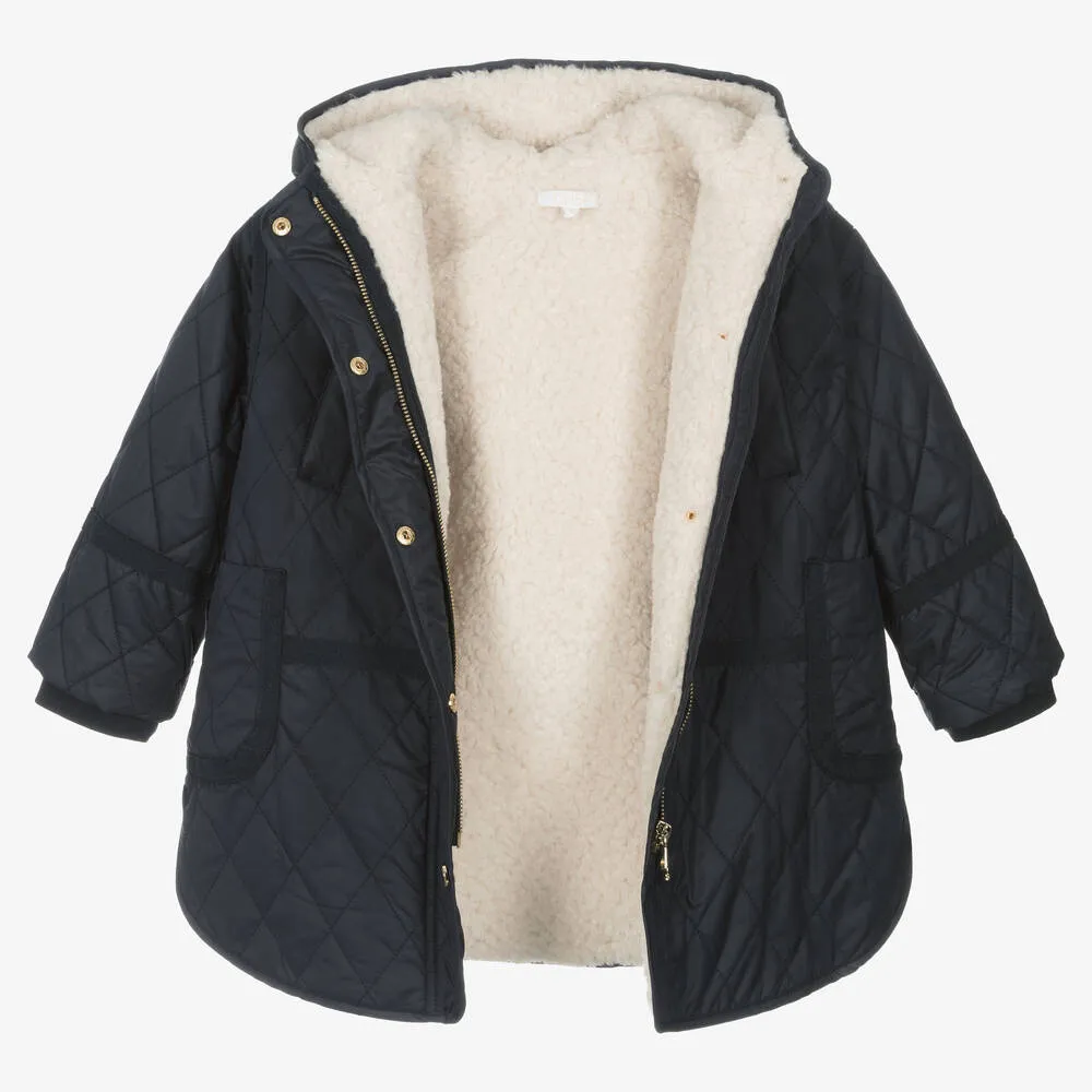 Girls Navy Blue Quilted Coat