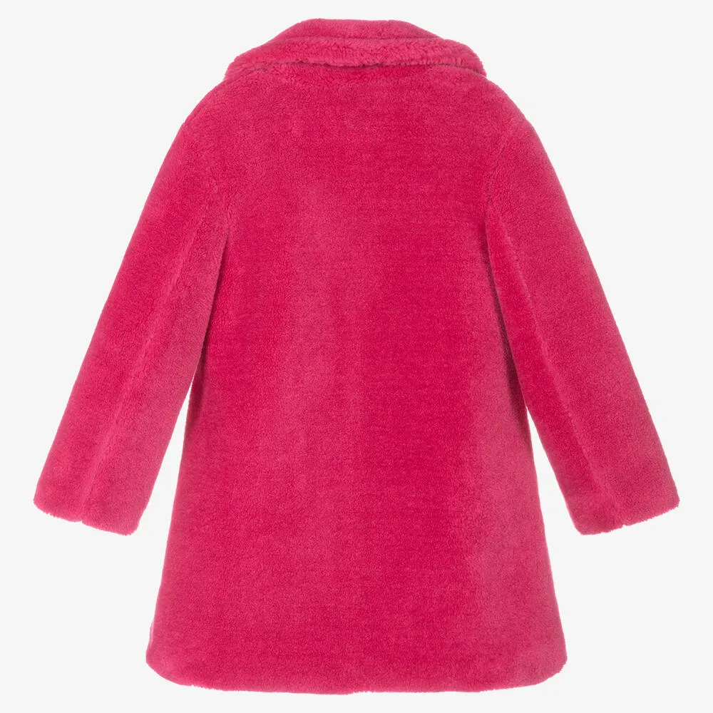 Girls Pink Teddy Fleece Coat