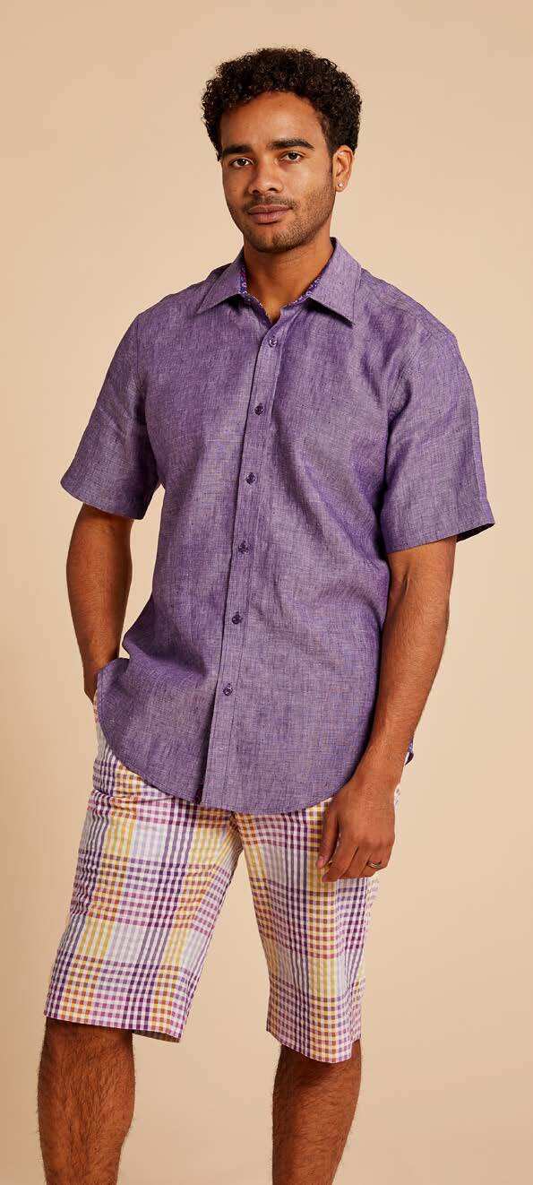 Inserch Seersucker Check Short ST262-126 Purple