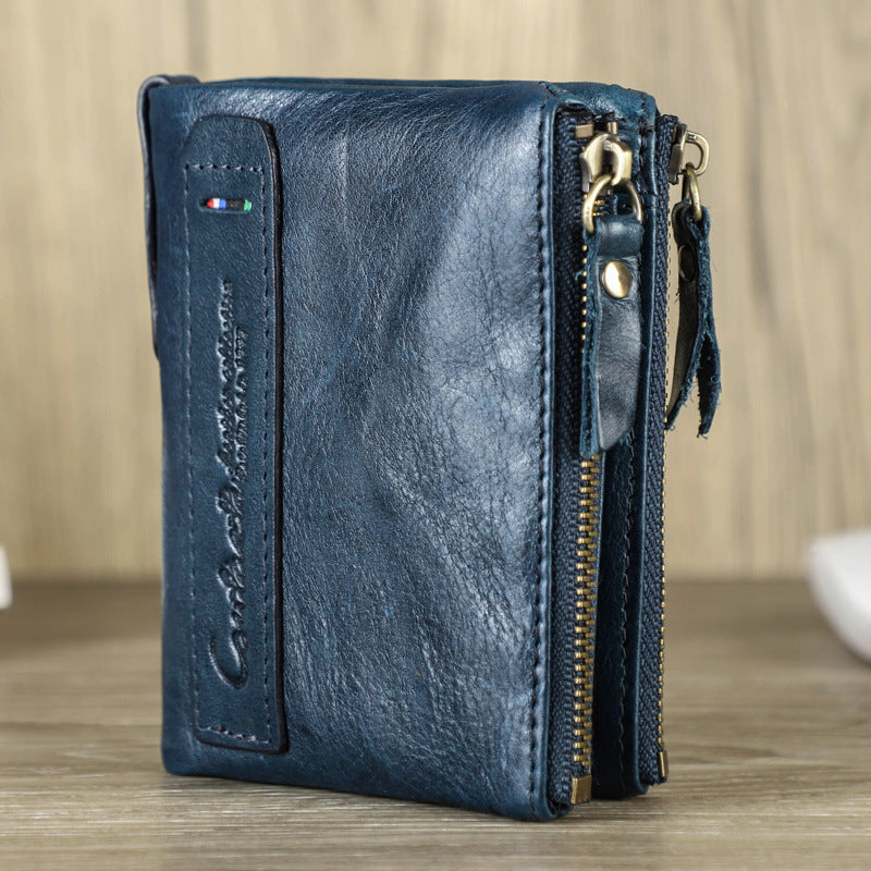 INSTOCK - Black Angel Genuine Leather Men's Wallet Short Fashion