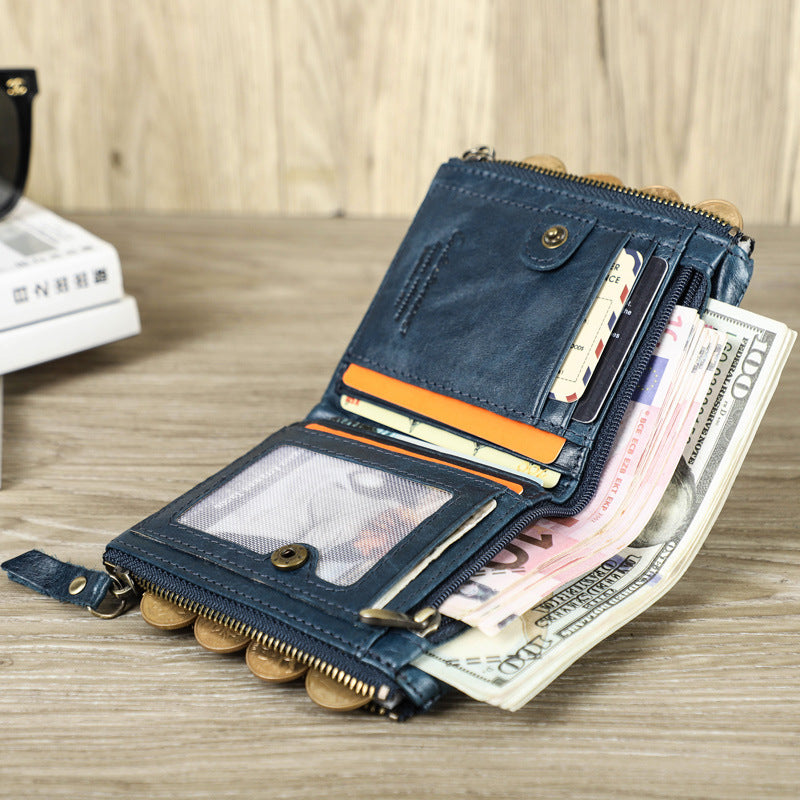 INSTOCK - Black Angel Genuine Leather Men's Wallet Short Fashion