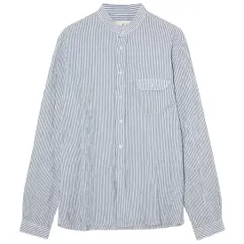 LA PAZ Vieira Collarless Seerksuker Shirt Blue Stripes