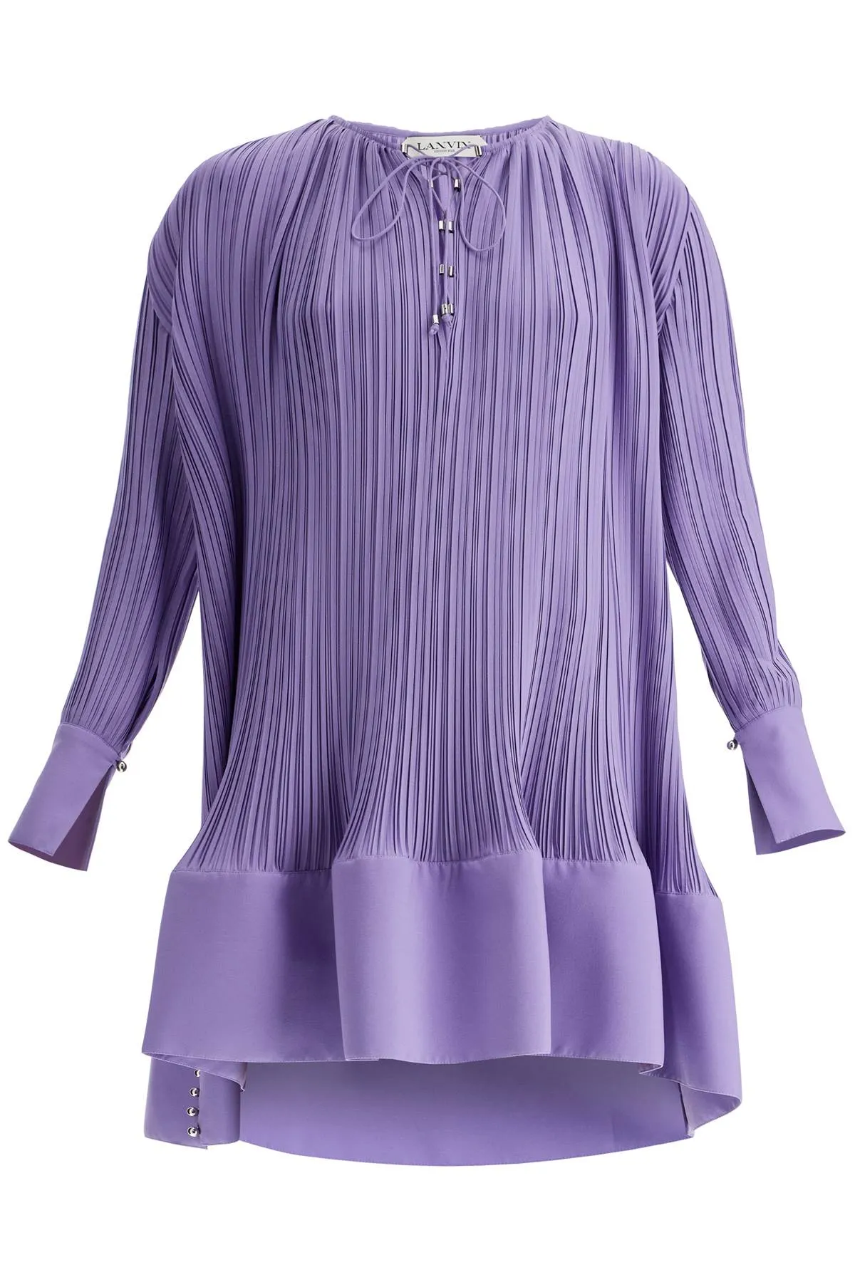 Lanvin Short Pleated Dress With Ruffles   Purple