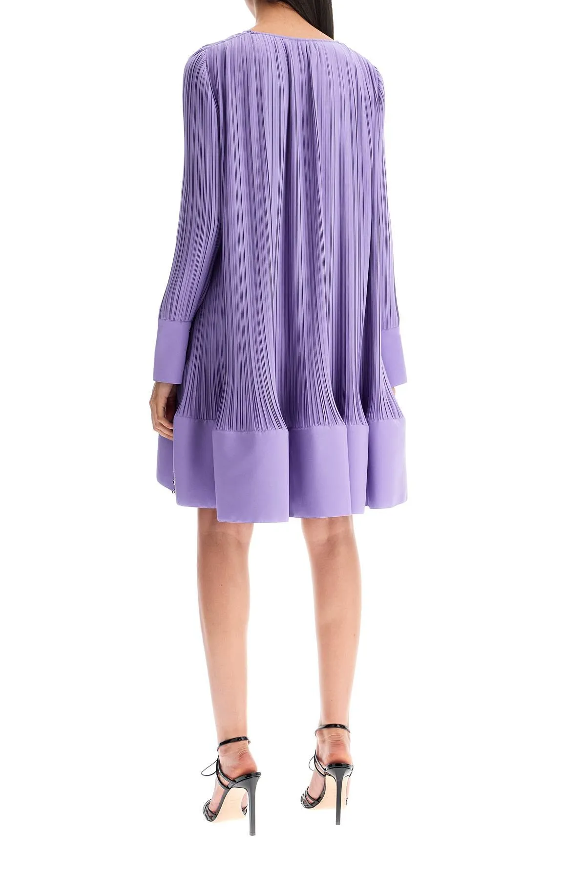 Lanvin Short Pleated Dress With Ruffles   Purple