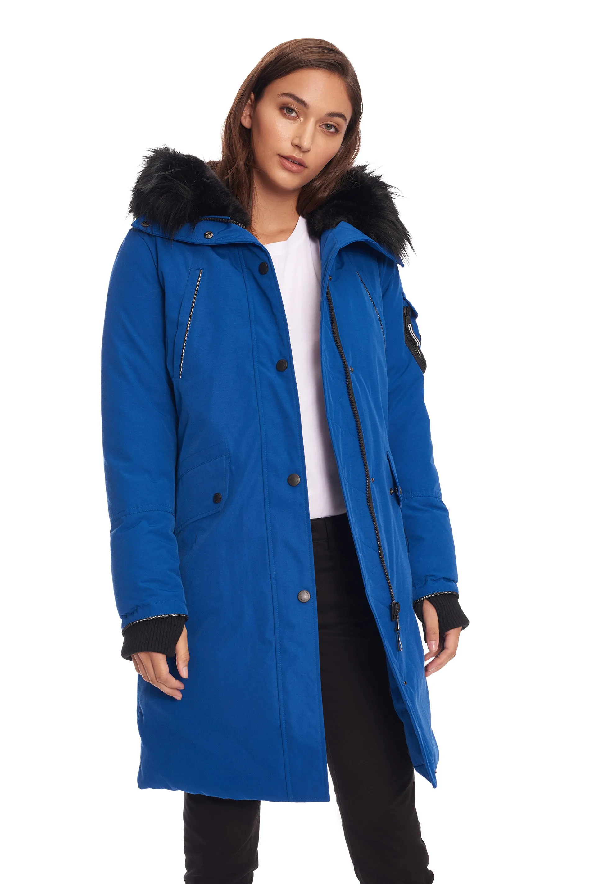 LAURENTIAN | WOMEN'S VEGAN DOWN (RECYCLED) LONG PARKA, COBALT