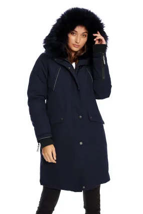 LAURENTIAN | WOMEN'S VEGAN DOWN (RECYCLED) LONG PARKA, NAVY