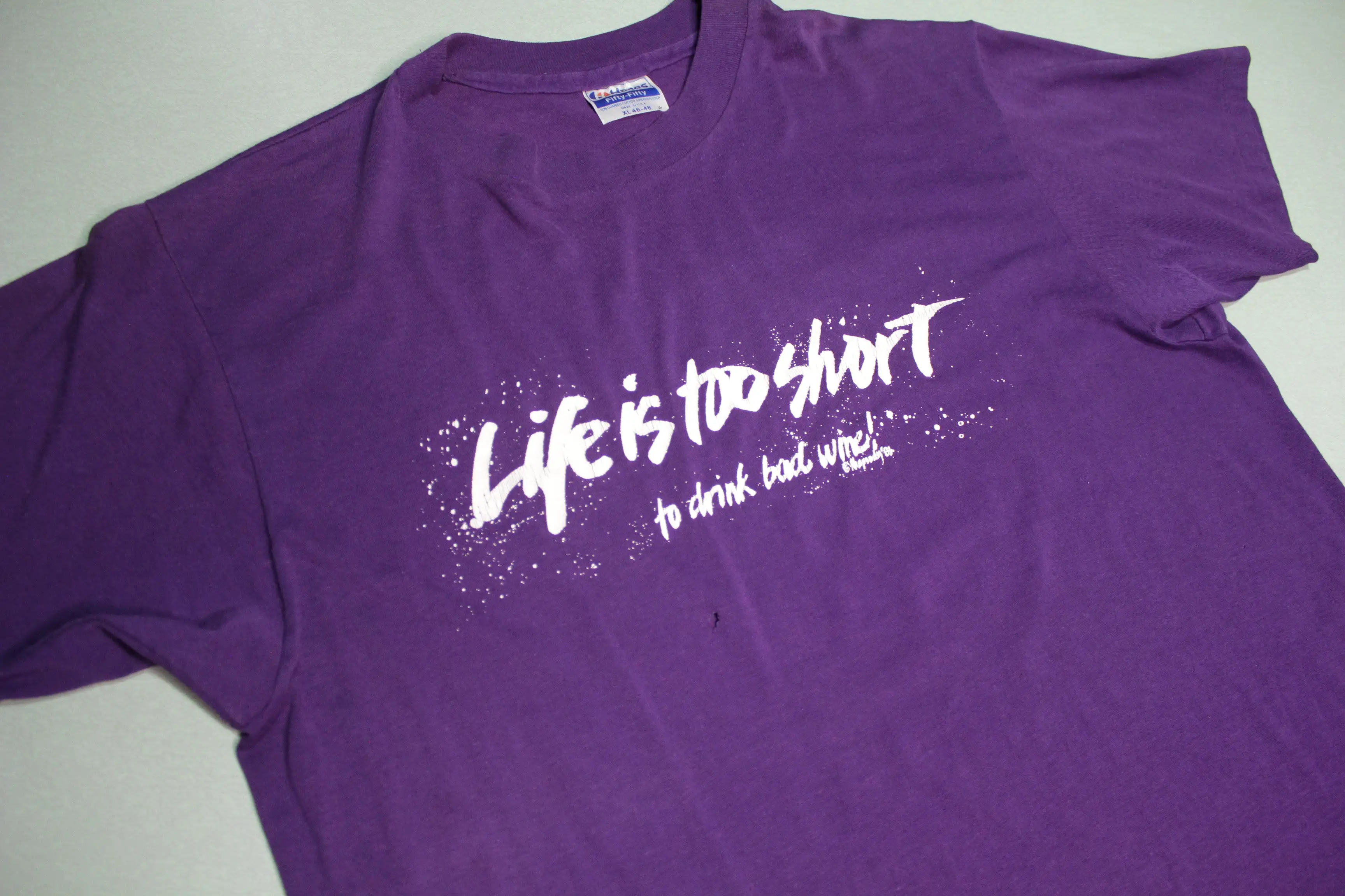 Life is Too Short To Drink Bad Wine Vintage Hanes USA 80's Single Stitch T-Shirt