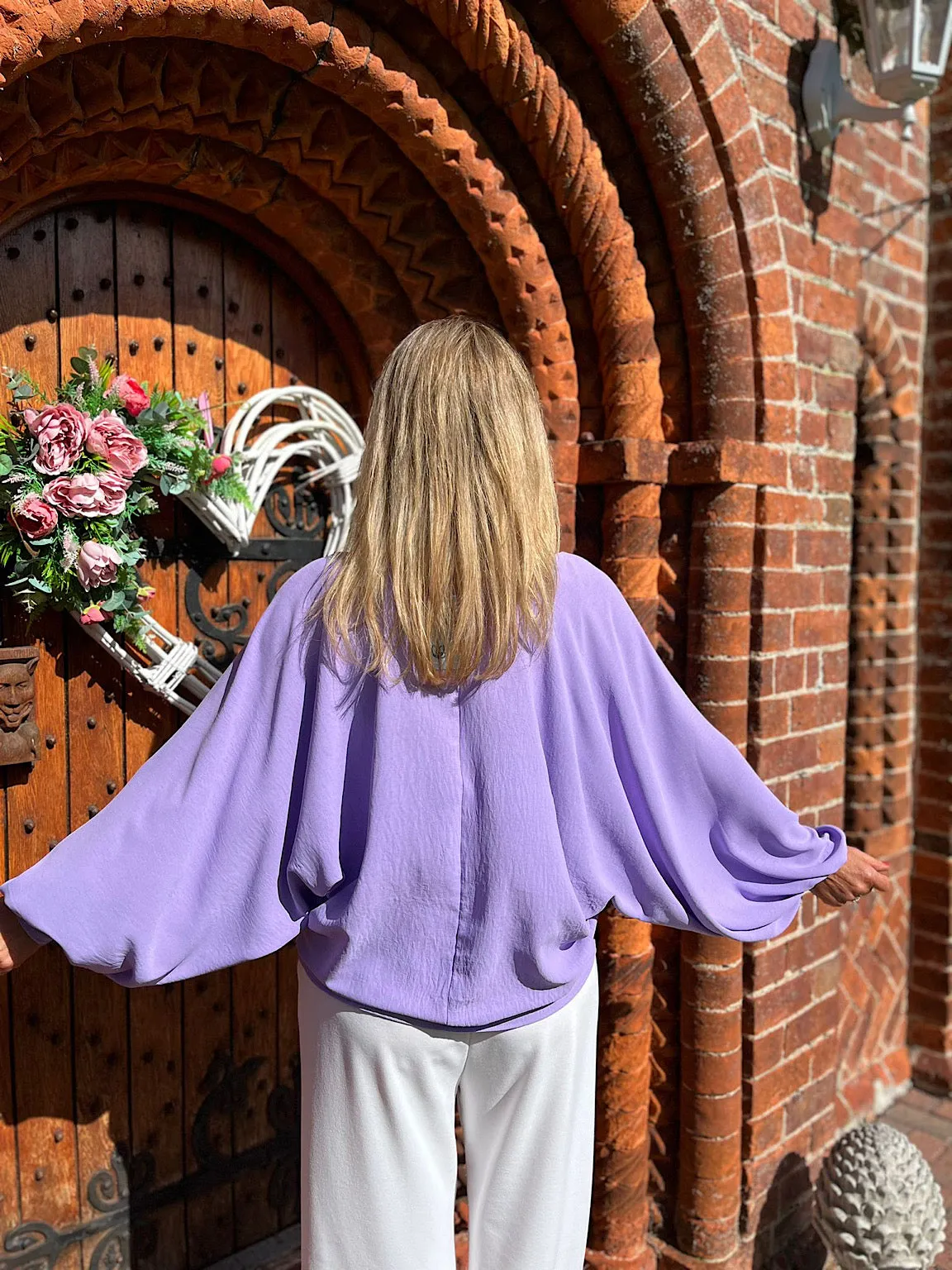 Lilac Balloon Sleeve Blouse Teya