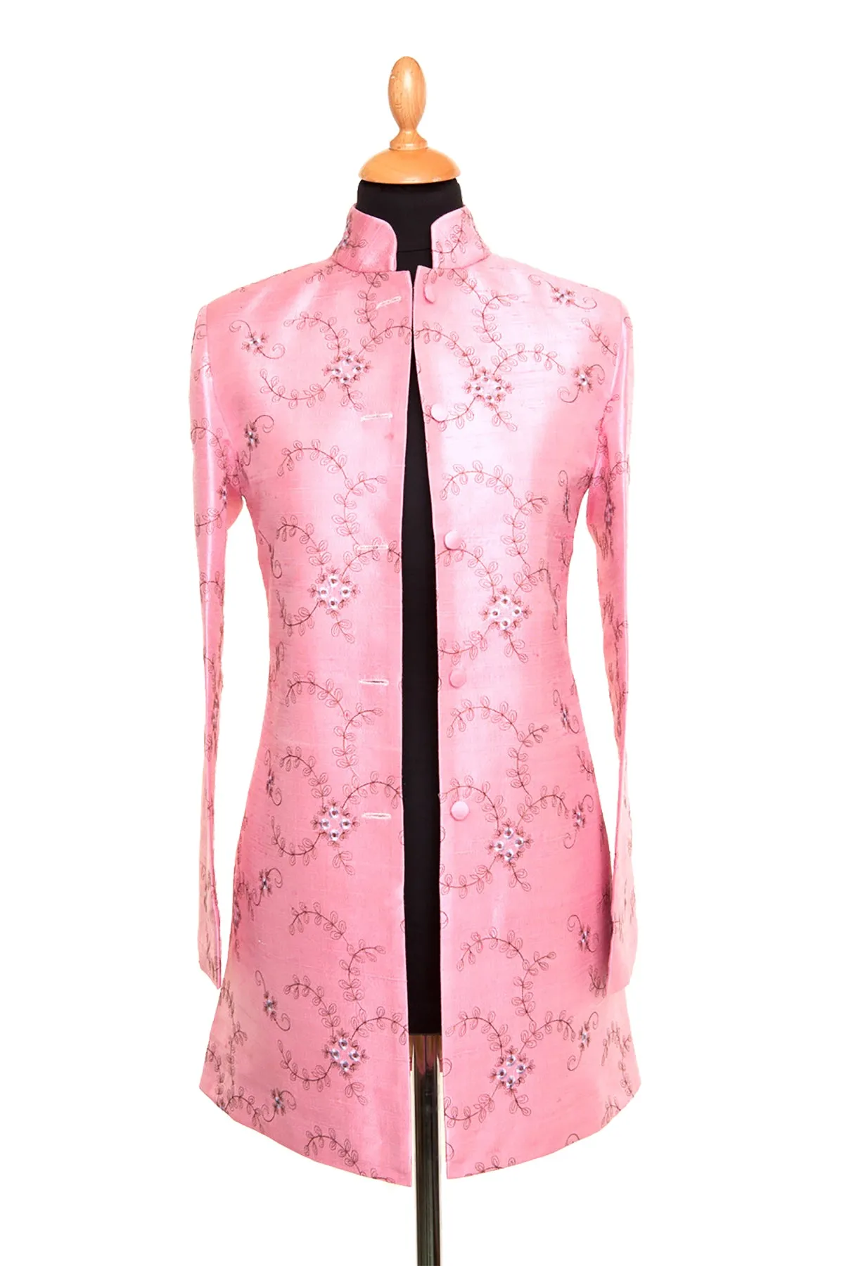 Long Nehru Jacket in Vintage Rose