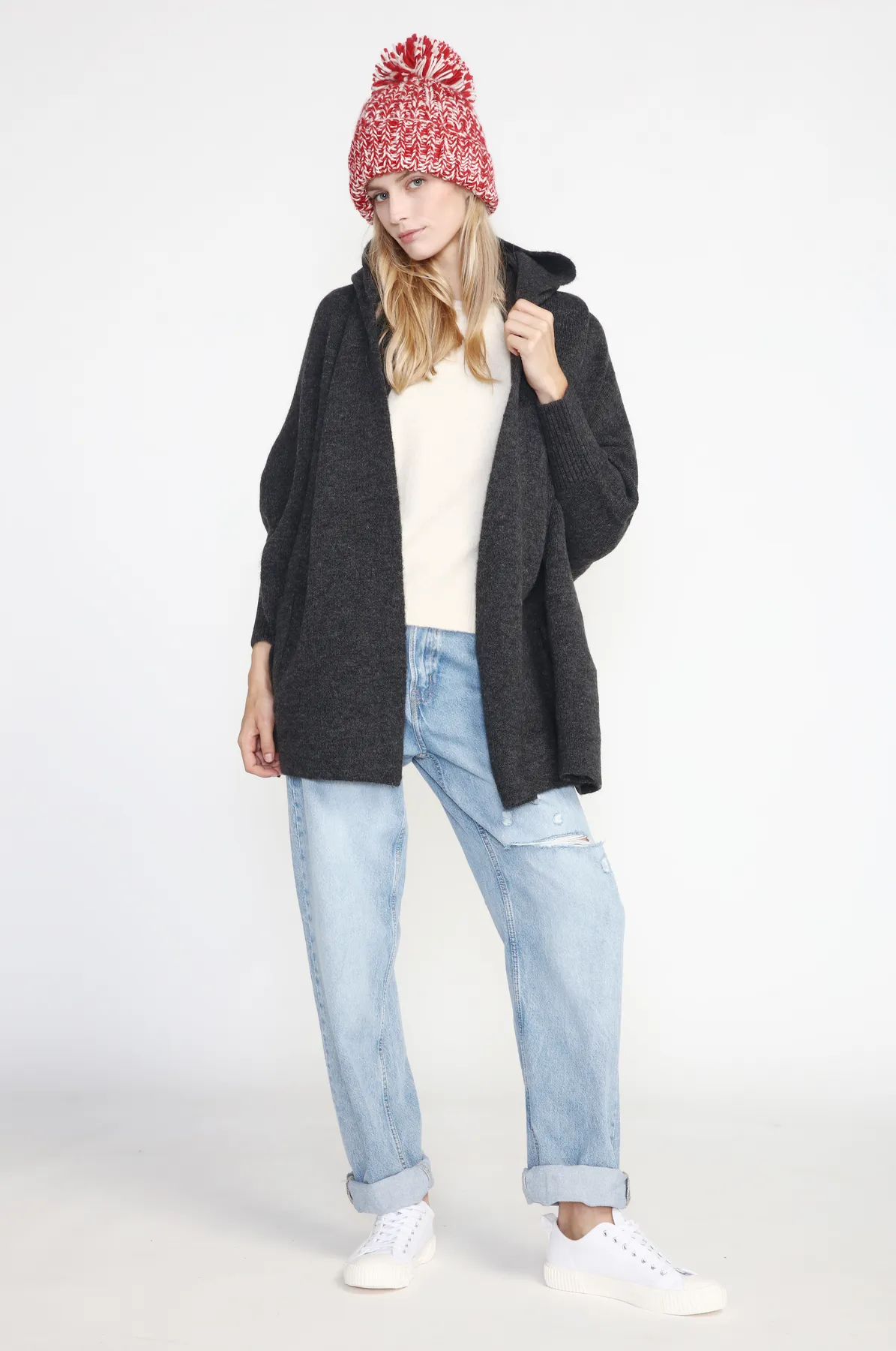 Look By M Pocket Shrug with Hoodie Cape Cardigan MSF3134