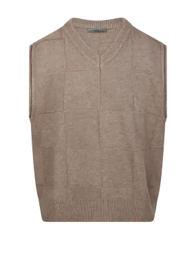 MEN DUNST BEIGE POLYESTER ESSENTIAL VEST SWEATER