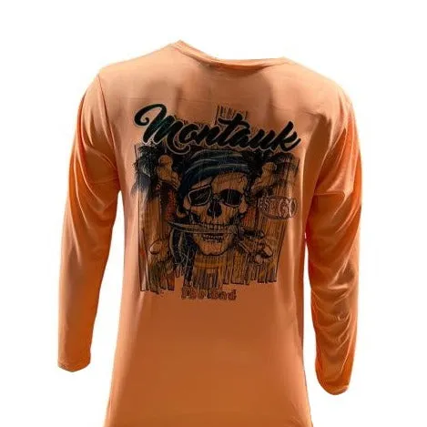 Men's Montauk The End Pirates DriFit Loose Fit Short Sleeve Tee in Orange