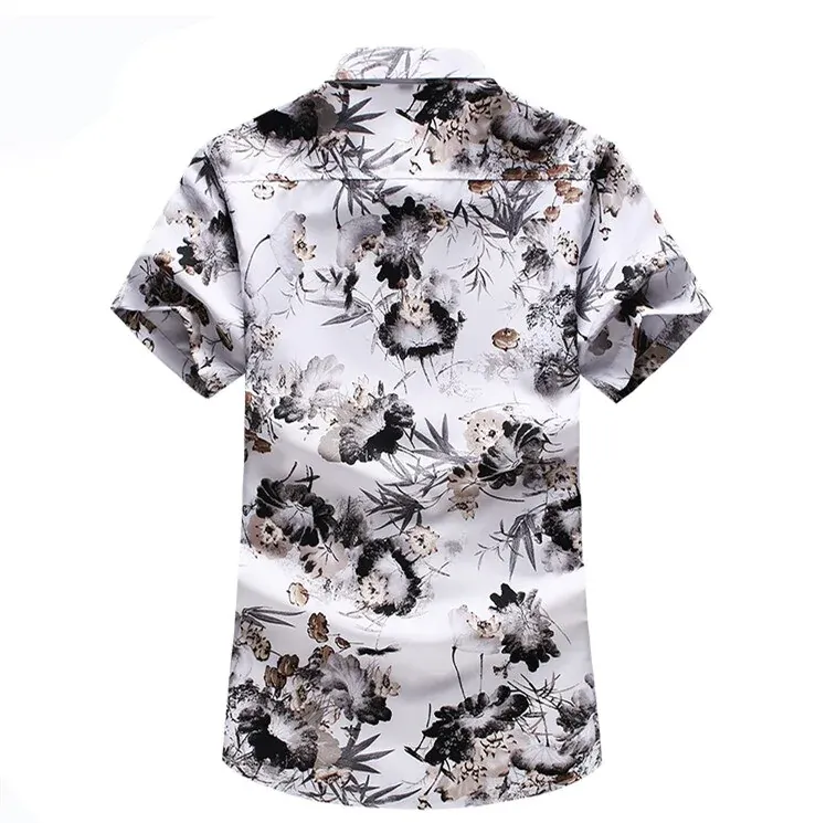 Men's Summer White Color Slim Fit Short Sleeve Beachwear Shirt