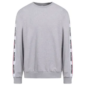 Moschino Underwear Logo Taped Shoulder Grey Sweatshirt