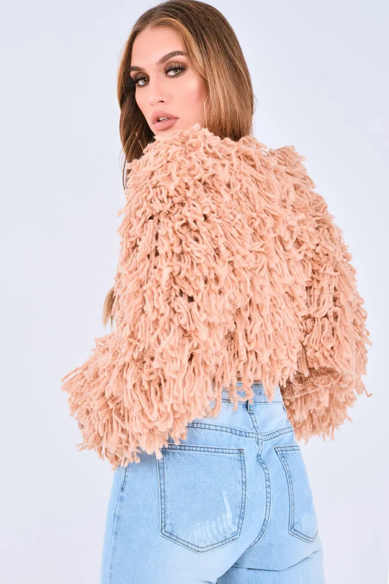 Nude Crop Shaggy Jacket - Idelle