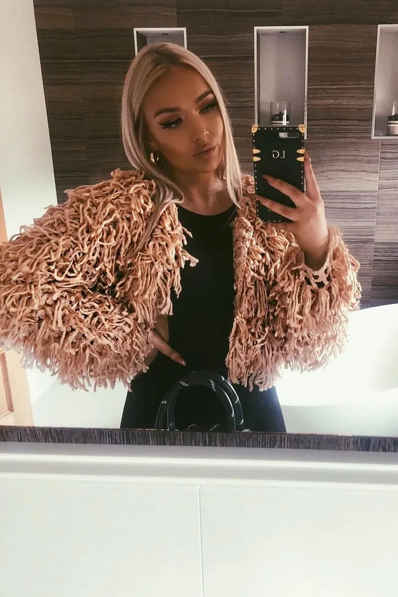 Nude Crop Shaggy Jacket - Idelle