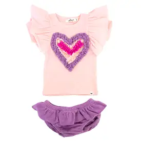 oh baby! Butterfly Short Sleeve Tee with Terry Tushie - Ruffle Heart Applique - Orchid