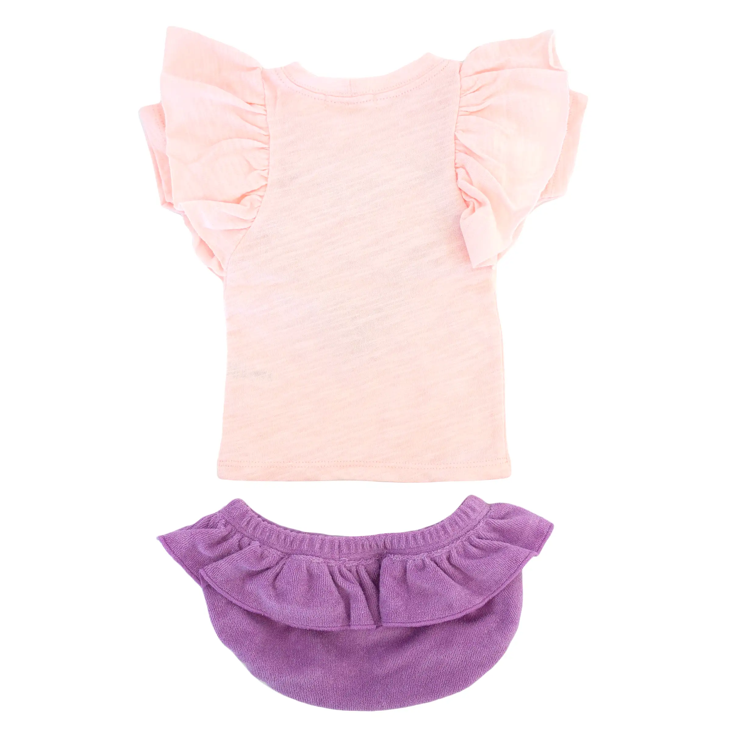 oh baby! Butterfly Short Sleeve Tee with Terry Tushie - Ruffle Heart Applique - Orchid