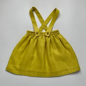 Olivier London Mustard Linen Skirt With Crossover Straps: 2-3 Years