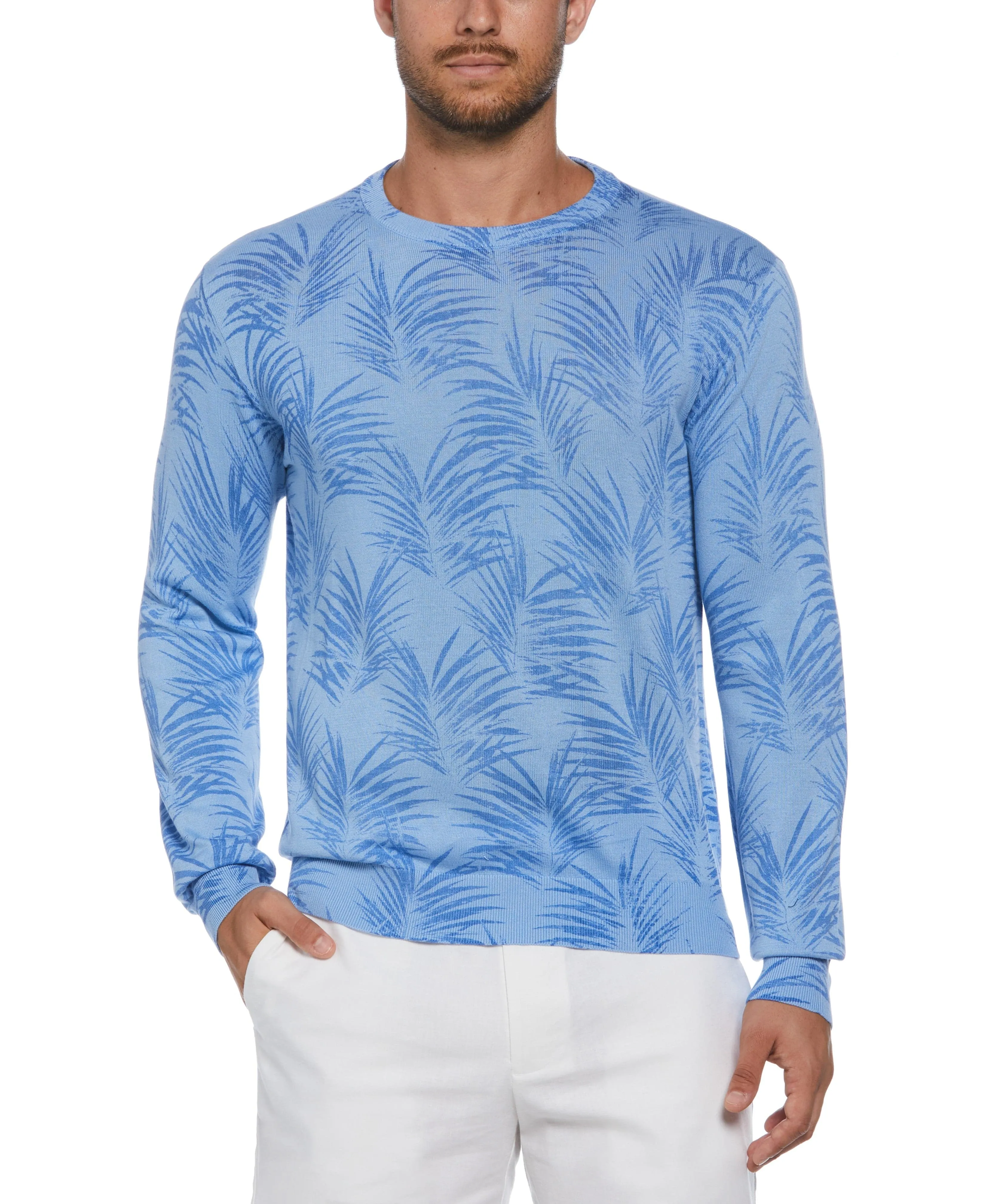 Palm Print Jacquard Sweater