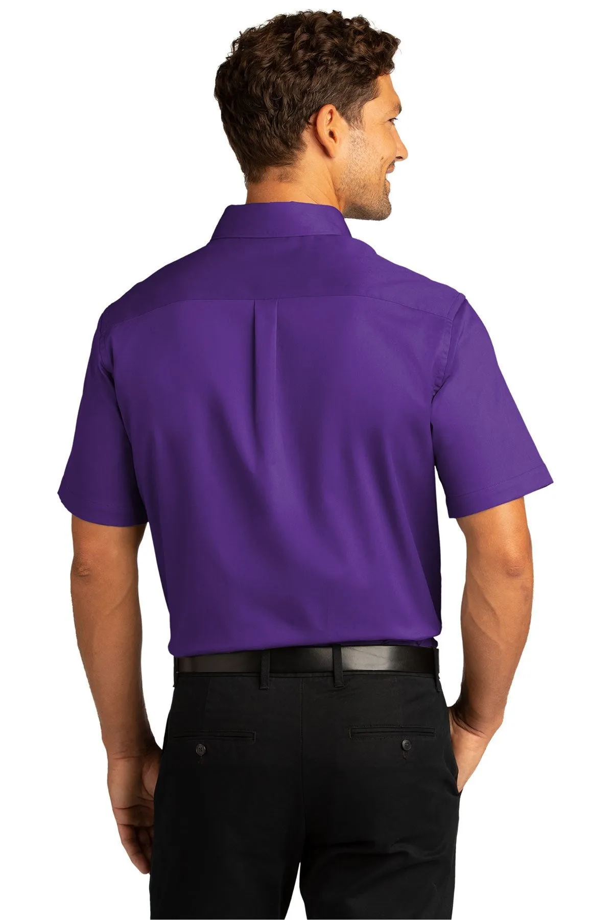 Port Authority Short Sleeve SuperPro React Twill Shirt W809 Purple