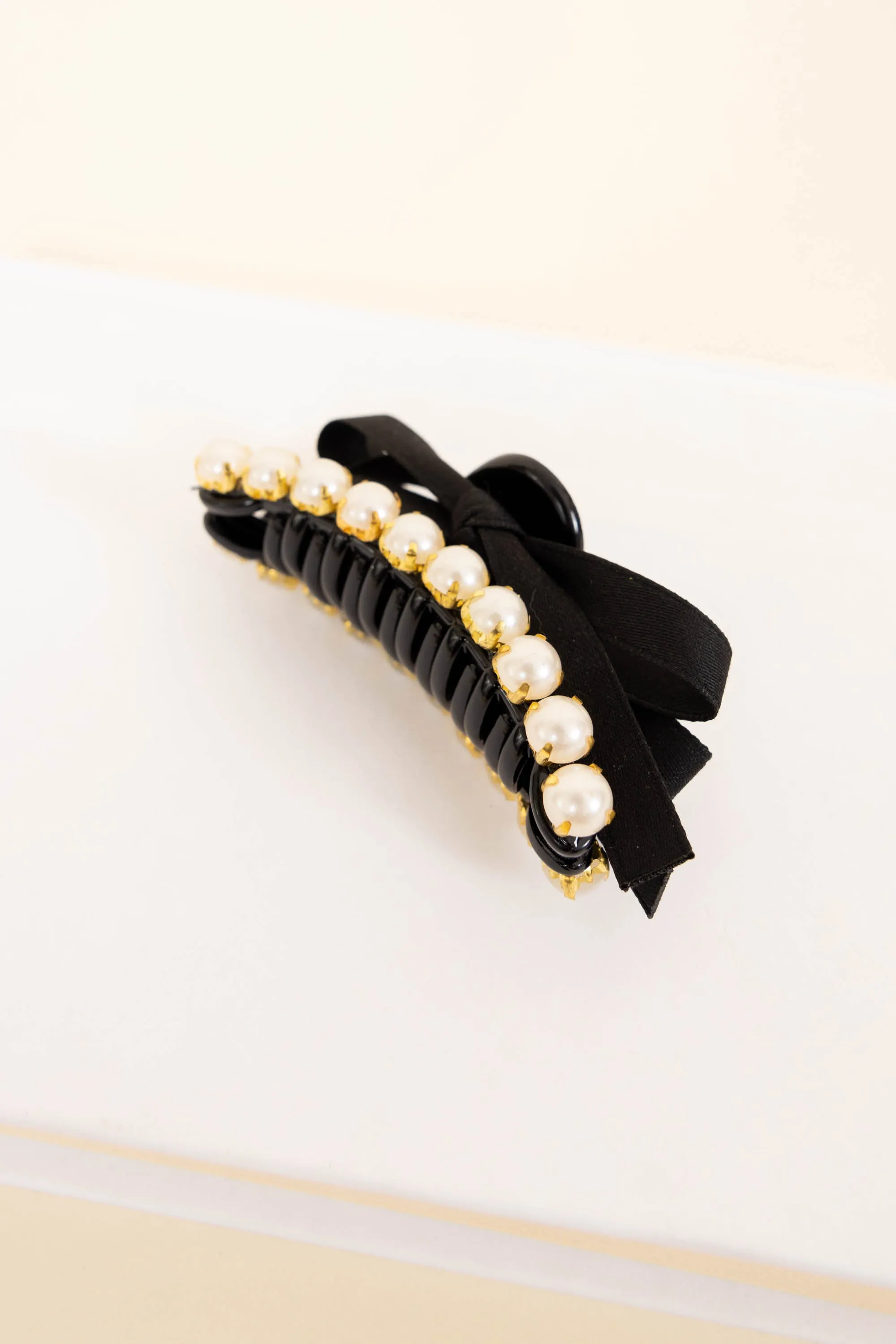 Pretty In Pearls Hair Clips, Gold-Black