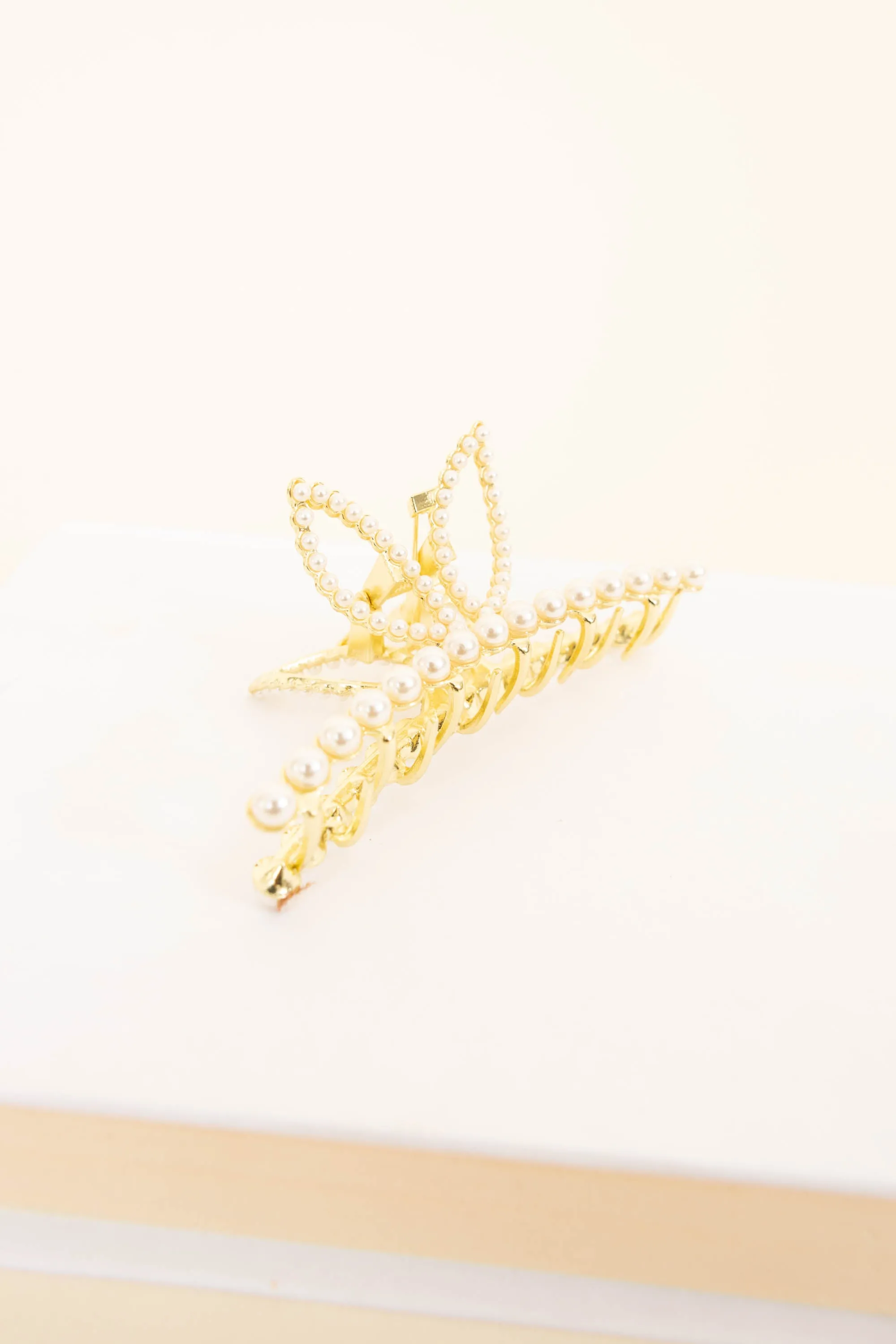 Pretty In Pearls Hair Clips, Gold-Black