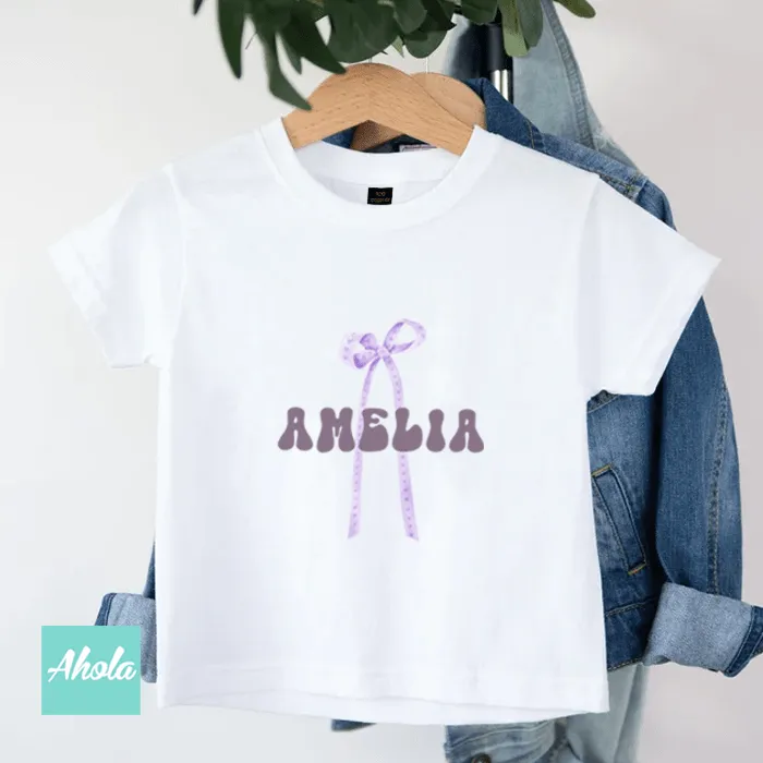 【Purple Bow】Custom Name Short Sleeve Tee 客製純綿蝴牒結T恤